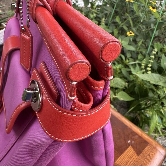 Coach Hampton Double Turnlock Satchel Style No. 9367 (A043-9367) – Pink/Red - Picture 9 of 15